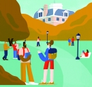 Illustration of students at Swarthmore